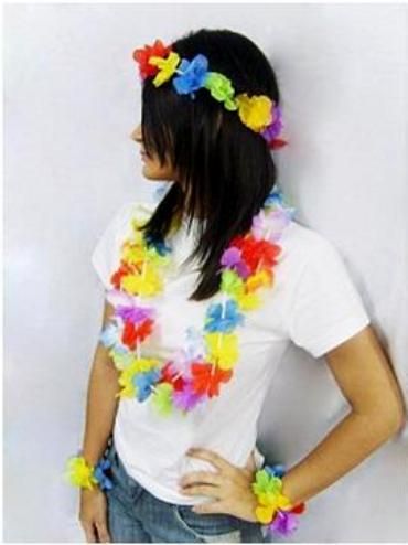 -kit Havaiano composto por, pulseiras, colar e tiara