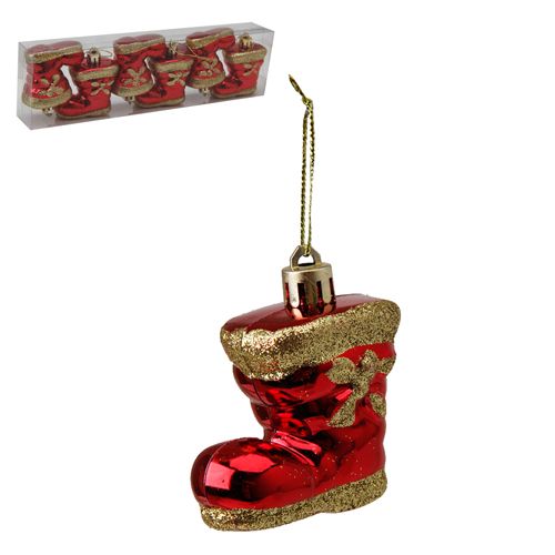 Enfeite Bota Metalizada para Árvore c/ 6 un - 4 cm